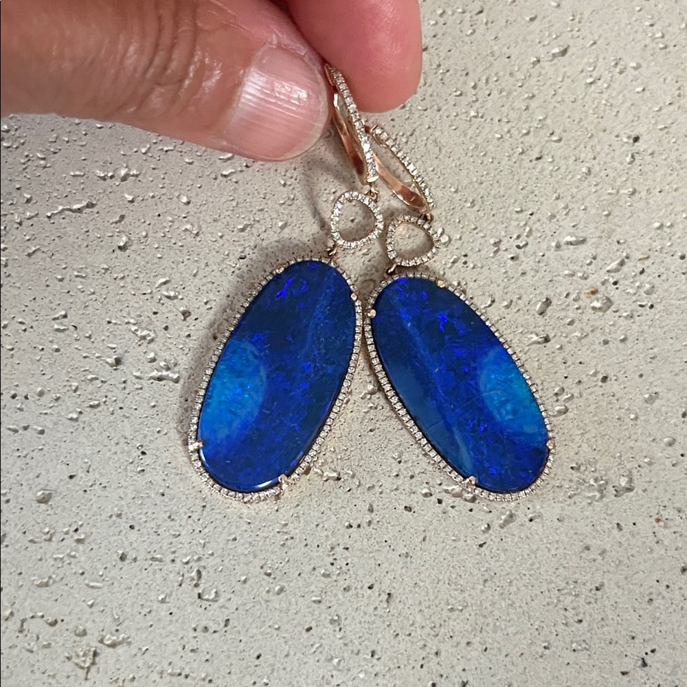 Sapphire Blue Oval Drop Earrings